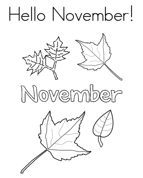 Leaves welcome November coloring page